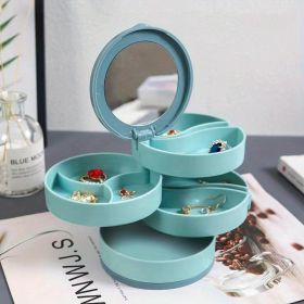 1pc Jewelry Stand Holder; Jewelry Display Tray; Jewelry Storage Box Multilayer Rotating Plastic Jewelry Stand Earrings Ring Box Cosmetics Beauty (Color: Blue)