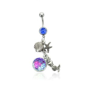 Colorful Shining Beauty Scale Navel Stud Accessories (Color: NC022 Dark Blue Light Purple)