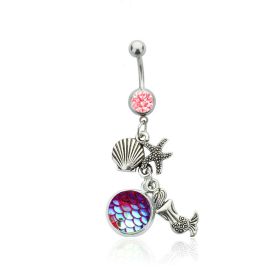Colorful Shining Beauty Scale Navel Stud Accessories (Color: NC019 Pink Red)