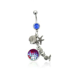Colorful Shining Beauty Scale Navel Stud Accessories (Color: NC024 Dark Blue Red)