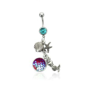 Colorful Shining Beauty Scale Navel Stud Accessories (Color: NC014 Light Blue Diamond Red)
