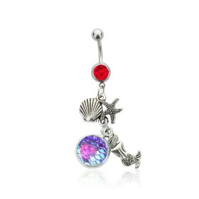 Colorful Shining Beauty Scale Navel Stud Accessories (Color: NC007 Red Light Purple)