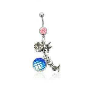 Colorful Shining Beauty Scale Navel Stud Accessories (Color: NC020 Pink Blue)