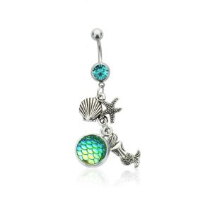 Colorful Shining Beauty Scale Navel Stud Accessories (Color: NC016 Light Blue Diamond Green)