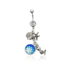 Colorful Shining Beauty Scale Navel Stud Accessories (Color: NC005 White Diamond Blue)