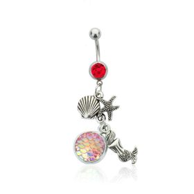 Colorful Shining Beauty Scale Navel Stud Accessories (Color: NC008 Red Pink Yellow)