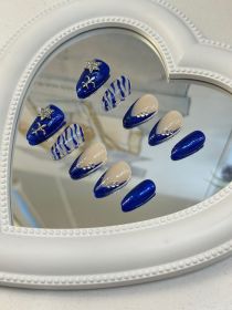 2026 Gothic Charm Wearable Nails - Valentine's Day Short Almond-Shaped Press-On Fake Nail Set. Handmade fake nail plates (size: L)