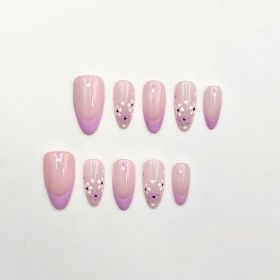2026 Gothic charm press-on nails, Valentine's Day short almond-shaped press-on false nail set. Handmade false nail pieces (size: M)