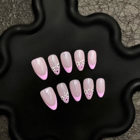 2026 Gothic charm press-on nails, Valentine's Day short almond-shaped press-on false nail set. Handmade false nail pieces (size: L)
