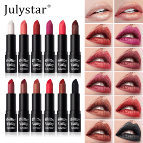 PSJ301-028   12 colors shiny matte lipstick Carved pearlescent glitter lipstick  2pc mixed sales Matte velvet lip lipstick makeup Velvet matte te (PSJ301-028: PSJ301-028-12)