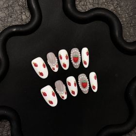 2026 Gothic Charm Press-on Nails, Valentine's Day Short Almond-shaped Press-on False Nails Set. Handmade False Nail Tips (size: M)