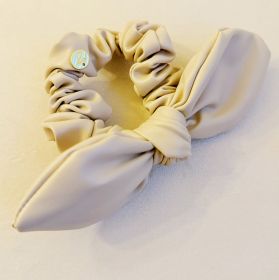 Leather Tie Hair Scrunch (Color: Ivory)